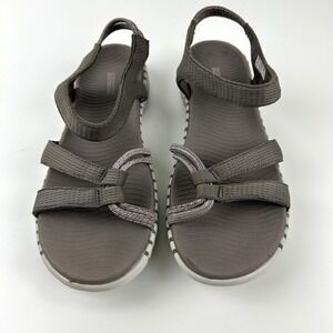Skechers Goga Mat GO Walk‎ Smart Flirty Womens 10 Sandals Gray Strappy Stretch